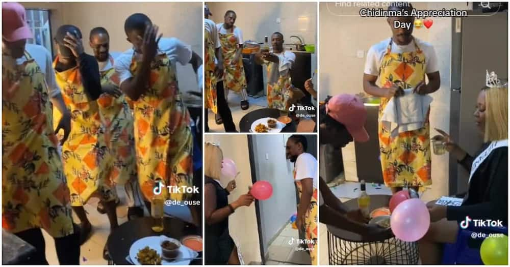 Los hermanos celebran a su hermana con una comida y un baile para cocinar para ellos, dale el trato de reina