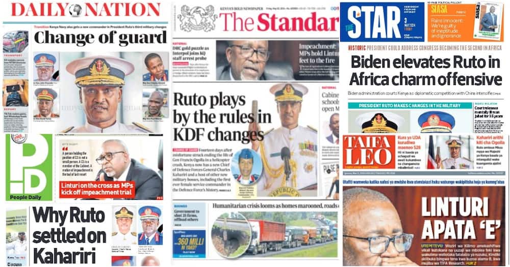 The top stories on Kenyan newspapers on Friday, May 3.