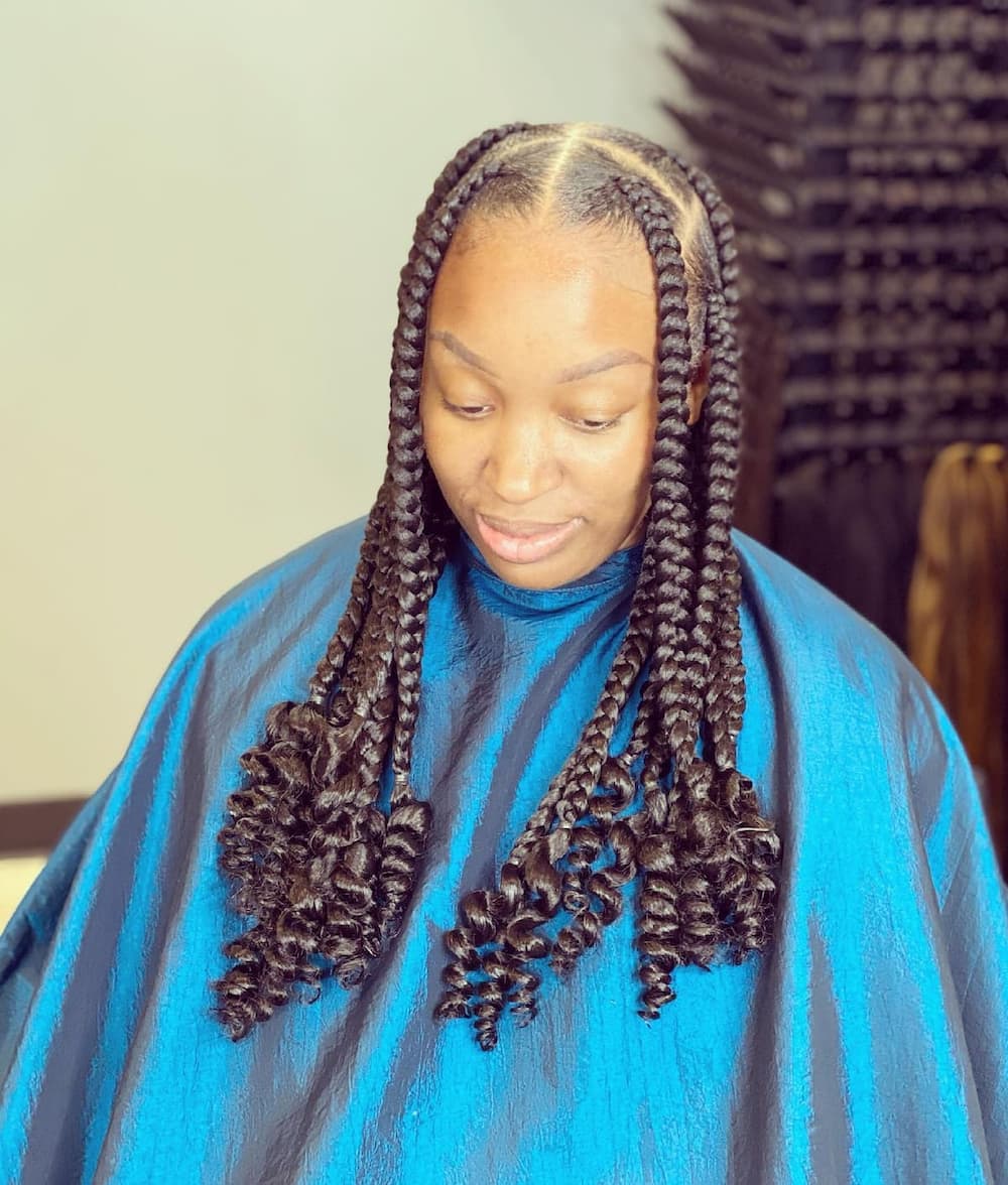 Knotless box braids with curly ends #knotlessbraids #hairstyle