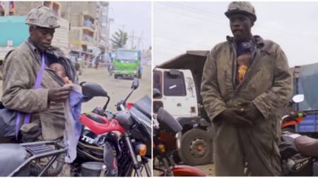 Nairobi Man Who Rides Boda Boda With Small Baby in Coat Says Wife Left After Giving Birth