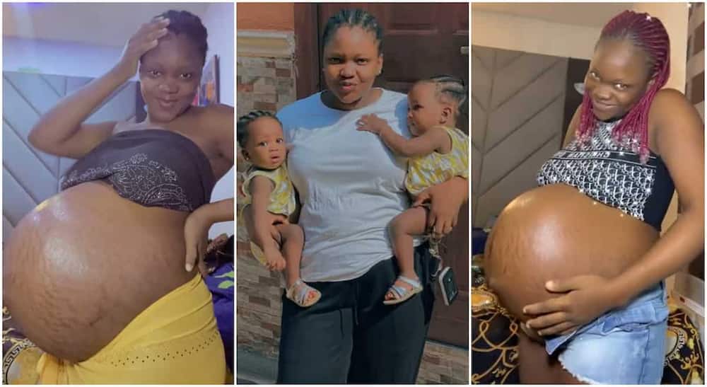 Young Lady Displays Photos of Her Huge Pregnancy after Delivering
