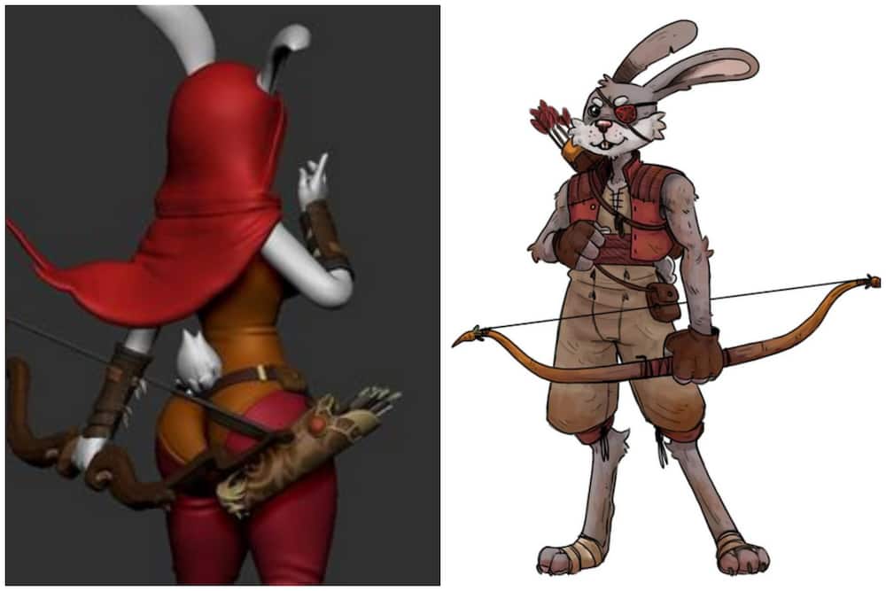 DnD character Archer Rabbit (L) and DnD character Burky (R)