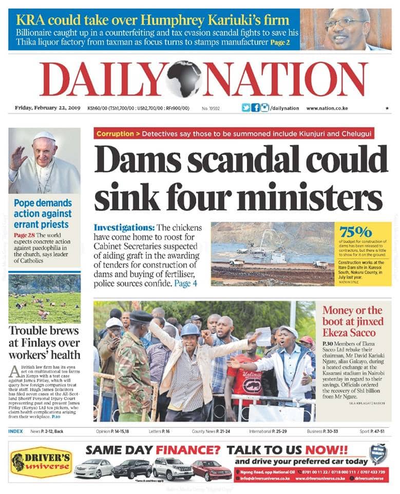 Kenyan newspapers review for February 22