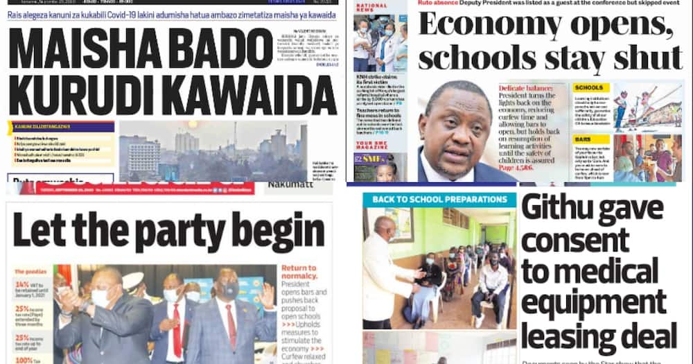 Kenyan newspaper review for Tuesday 29: Uhuru, Raila plot to counter Ruto's campaigns with BBI