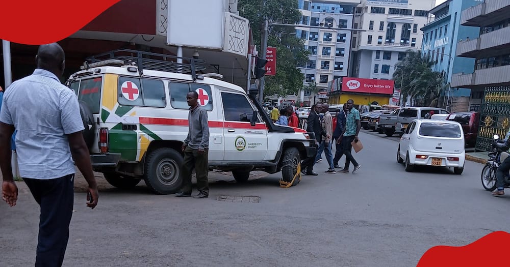 Nairobi county ambulance parked along the streets.