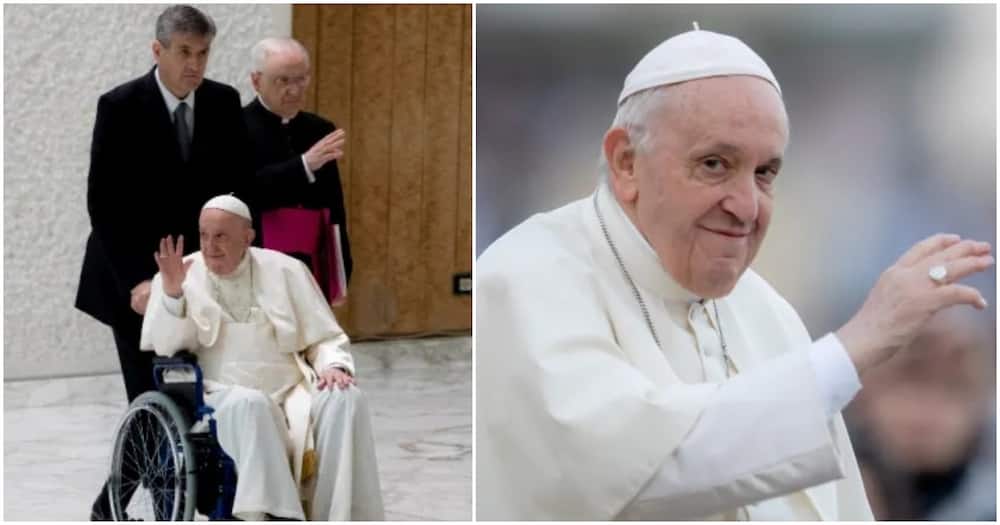 Pope Francis was spotted using a wheelchair.
