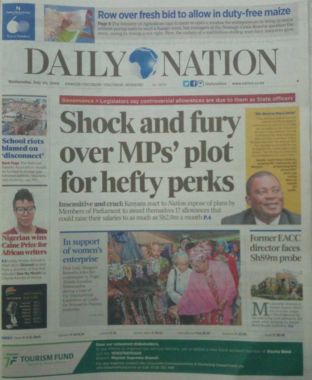 Kenyan newspapers review for July 10: ODM to crack whip on Governor Ojaamong for supporting DP Ruto