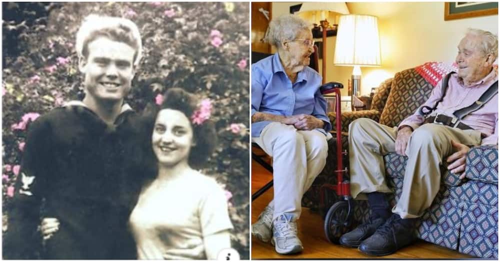 Hubert and June as a young couple and in their old age.
