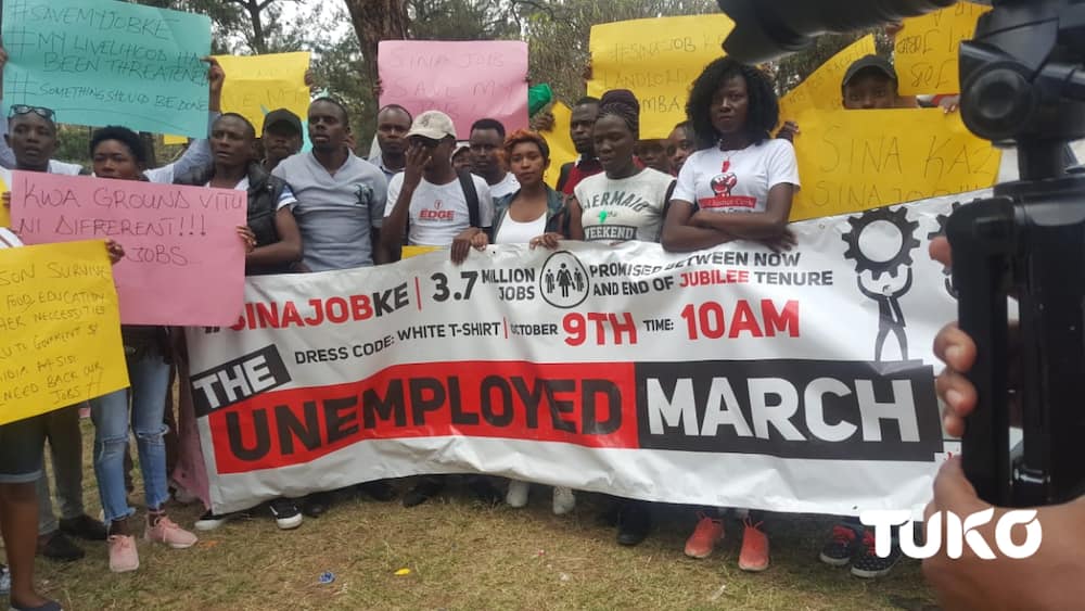Kenyan youths hold protest in demand of over 1 million jobs promised by Uhuru, Ruto