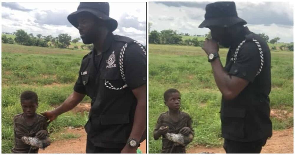 Photo of police man and young kid