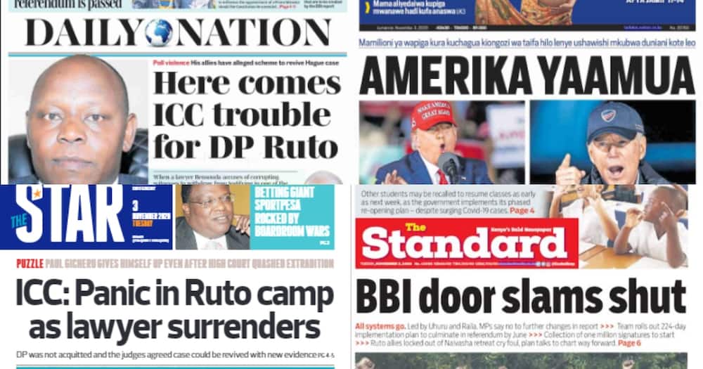 Kenyan newspaper review for November 3: Uhuru in dilemma on lockdown as COVID-19 cases surge