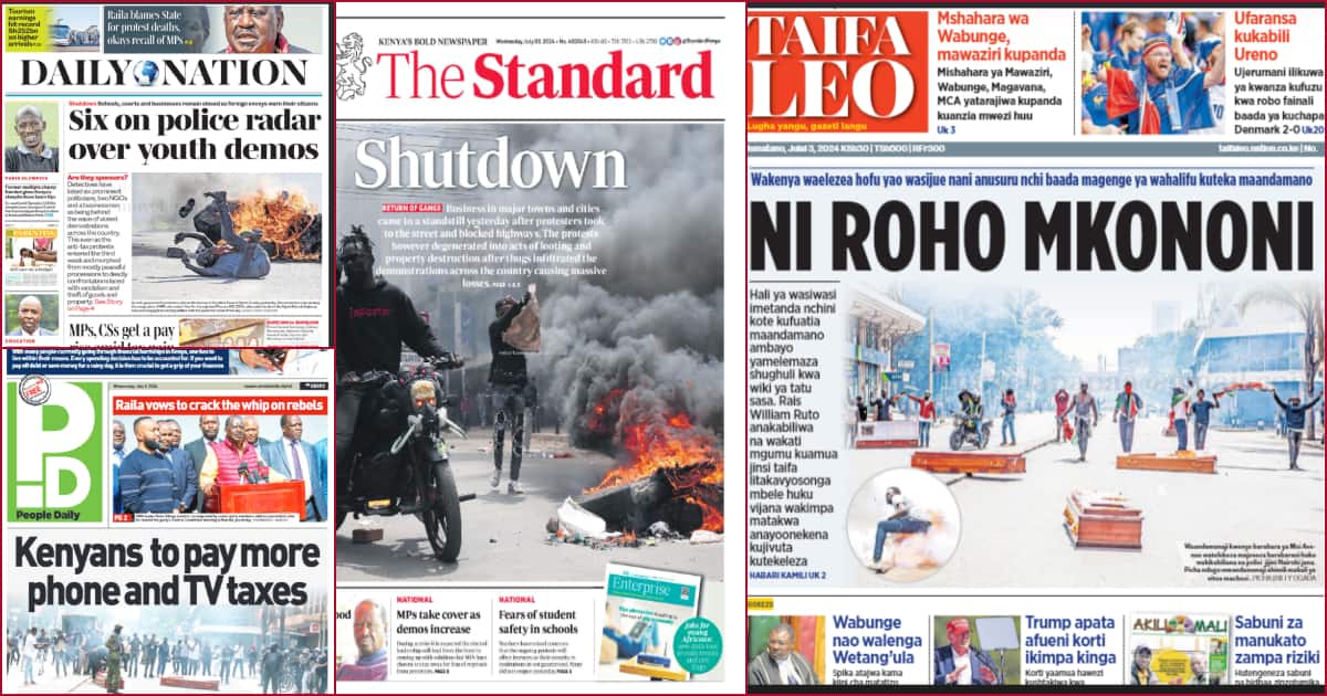 Kenyan Newspapers Review, July 3: Homa Bay Man Complaining about Economic Hardships Found Dead