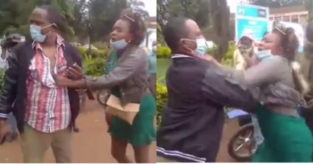 Embu: Dramatic scenes as woman confronts retired commander in public, demands child upkeep