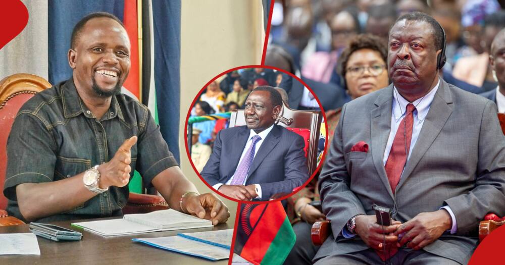 George Natembeya (left frame). He has accused Musalia Mudavadi (right frame) of lacking ambition in politics.