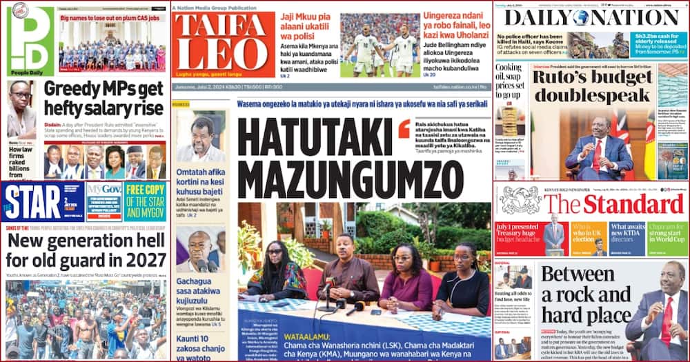 Magazeti ya Kenya: Ruto Kutembeza Bakora Serikalini Katikati ya Maandamano huku Gachagua Ukizua Uasi