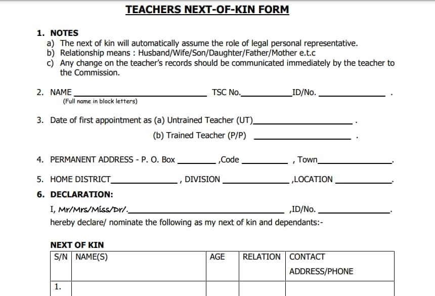 tsc-next-of-kin-form-download-application-declaration-requirements-tuko-co-ke