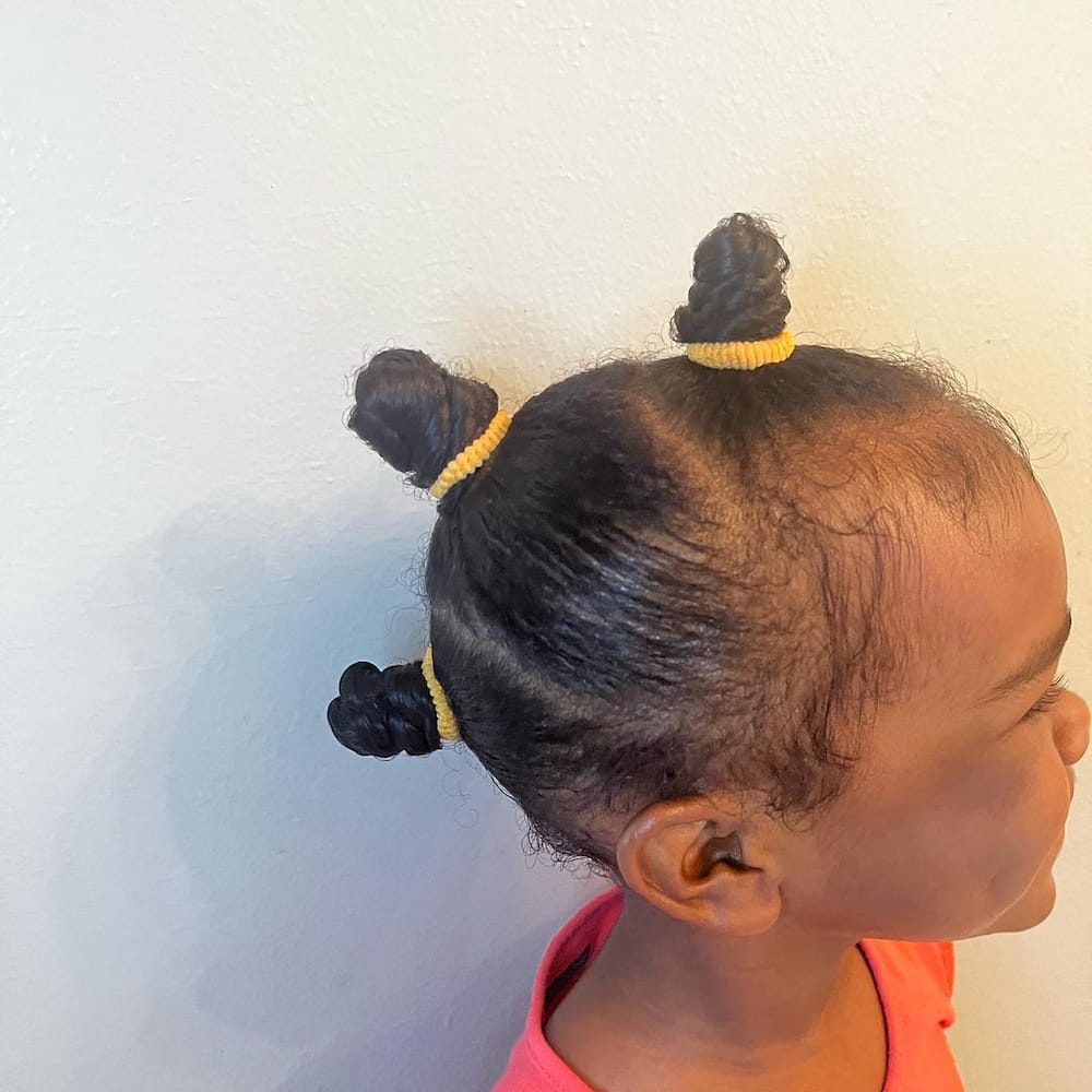 Braided ponytail with small rows • Her hair is completely black