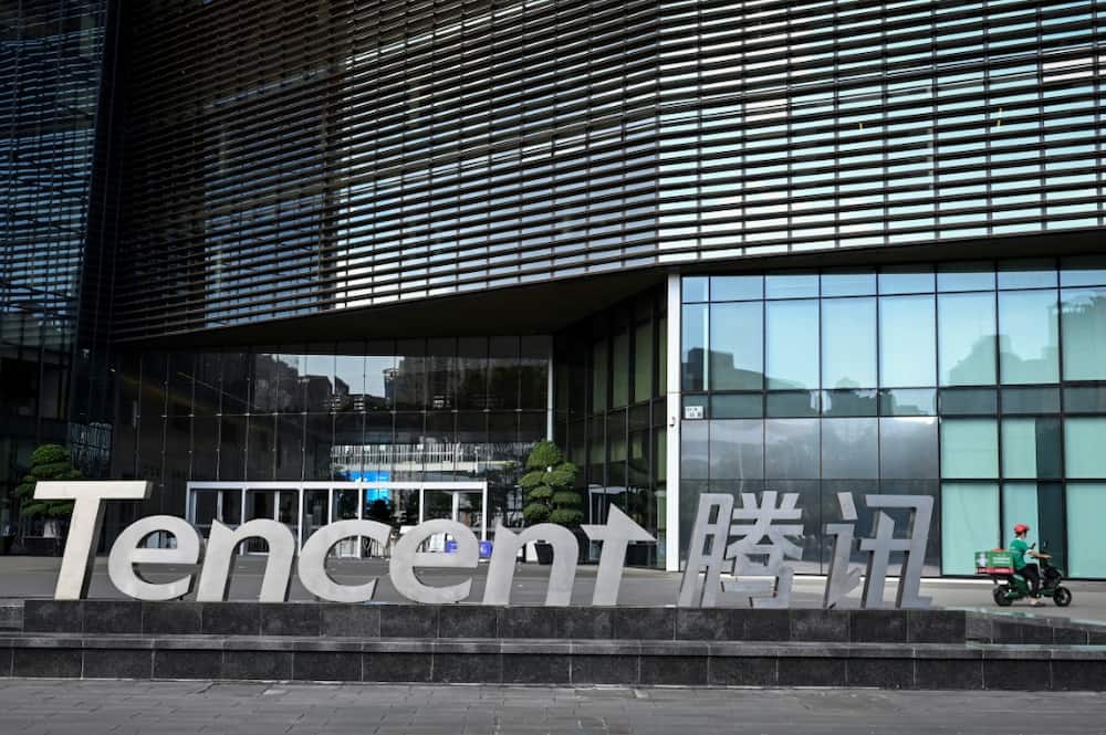 A file photograph shows Tencent's headquarters in Shanghai. The Chinese tech giant suffered a 16 percent drop in annual net profit in 2022