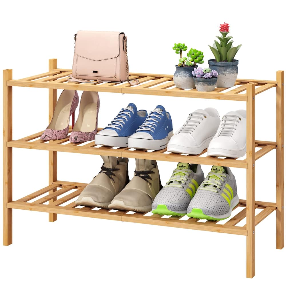 3-tier wood shoe rack