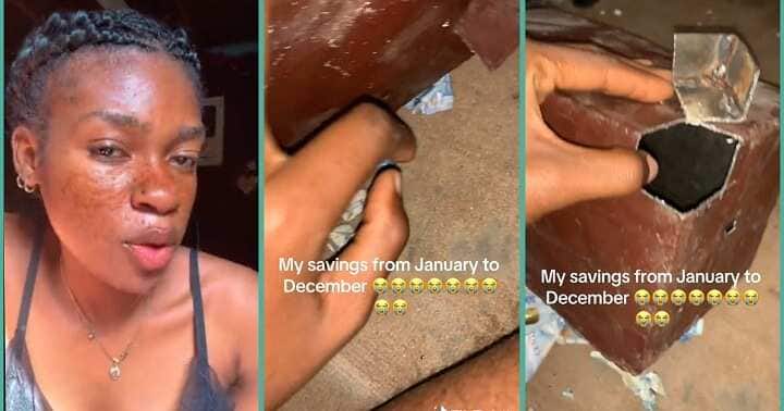 Lady in tears after breaking piggy box to see only N900