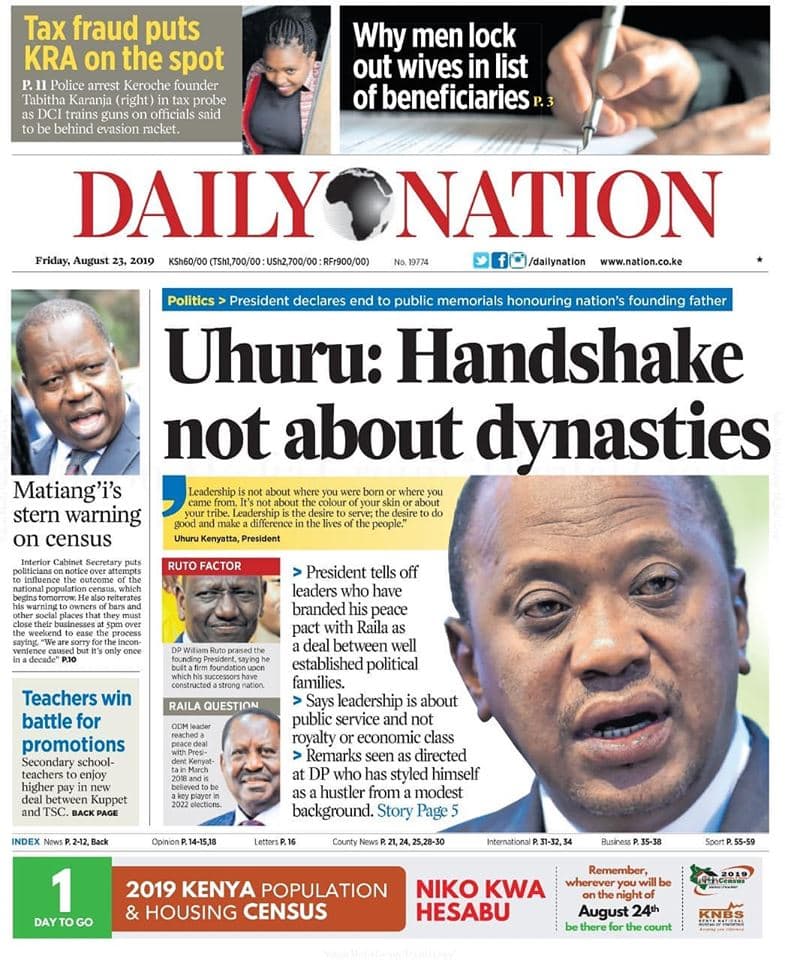 Kenyan newspapers review for August 23