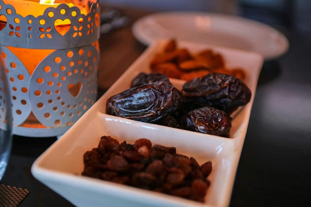 A close-up photo of raisins and dates