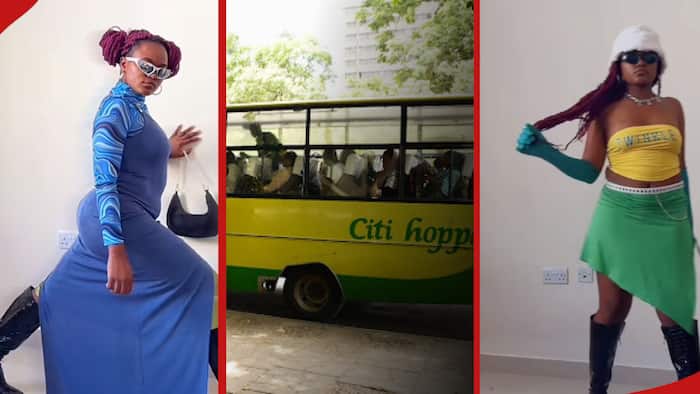 Kenyan Lady Goes Viral for Dressing in Different Nairobi Matatu Colour Themes