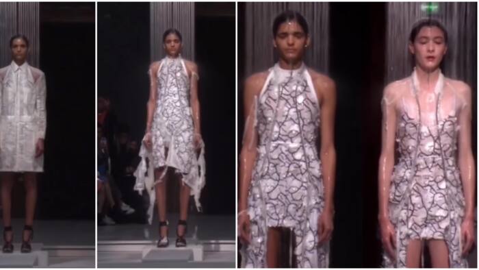 Video of 2 ladies modeling dissolving dresses on fashion runway sparks reactions
