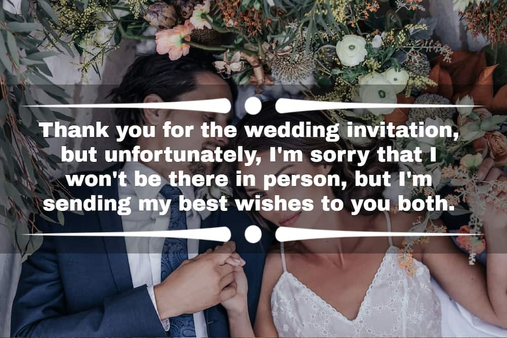 Thank you message for a wedding invitation