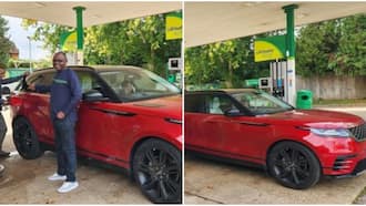 Alex Chamwada Amazed at Self-Service Petrol Station in UK as He Fuels Sleek Range Rover