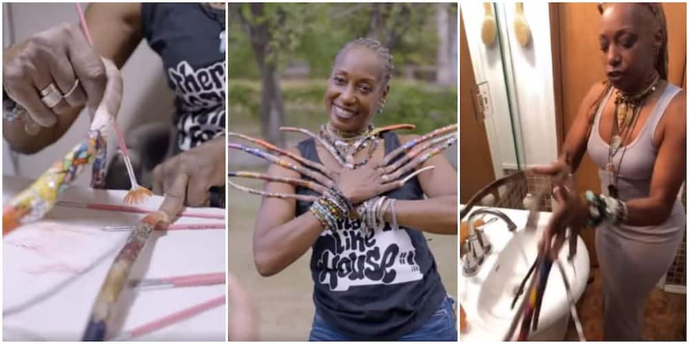 Woman with 12 inches nails she has kept since 1989 vows never to cut them, cooks with them viral video.