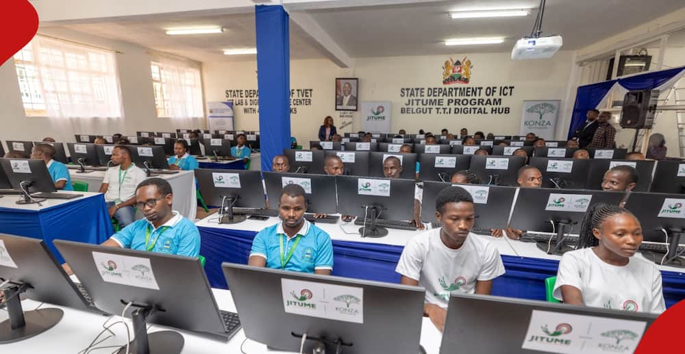 Kenyans working online at Belgit Digital Hub.