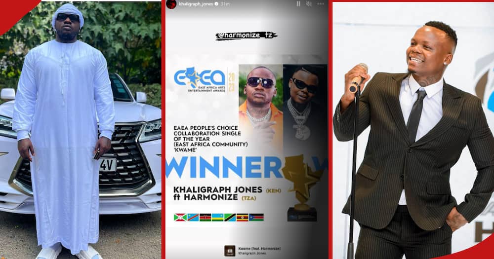 Khaligraph Jones, Harmonize win East Africa Arts Entertainment Award 2023.