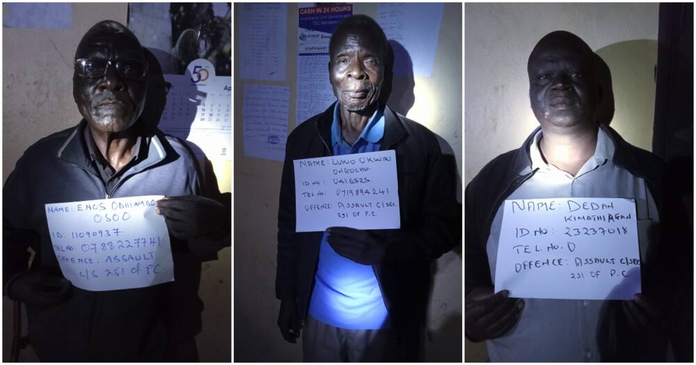 Men who assaulted Mama Kwamboka and her son Alfred. Photo: National Police Service.