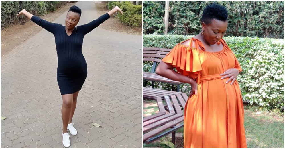 Wahu shows off lovely baby bump.
