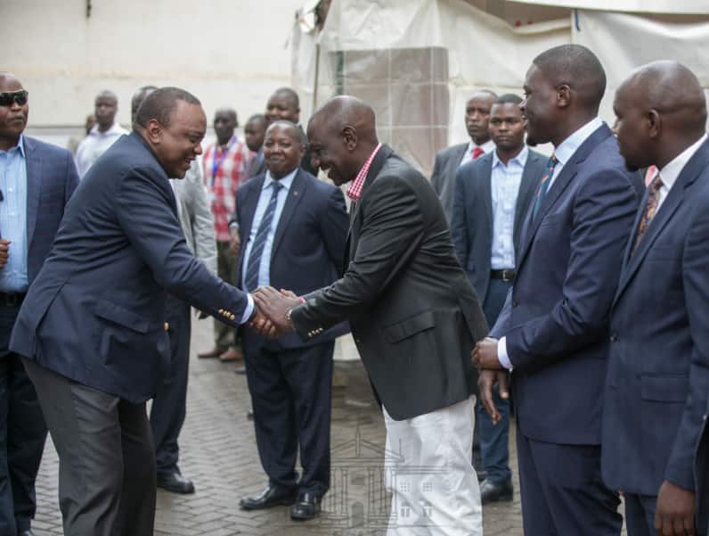 Uhuru, William Ruto spotted in church together in church amidst claims of fallout