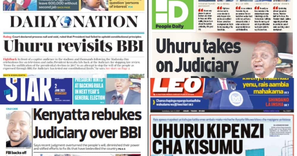 Magazeti Jumatano, Juni 2: Uhuru Ataka Mahakama Kutumia Hekima Katika Rufaa ya BBI