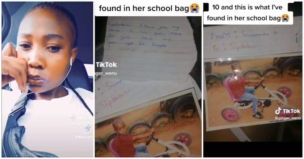 Heartbroken, love note, photo, school bag