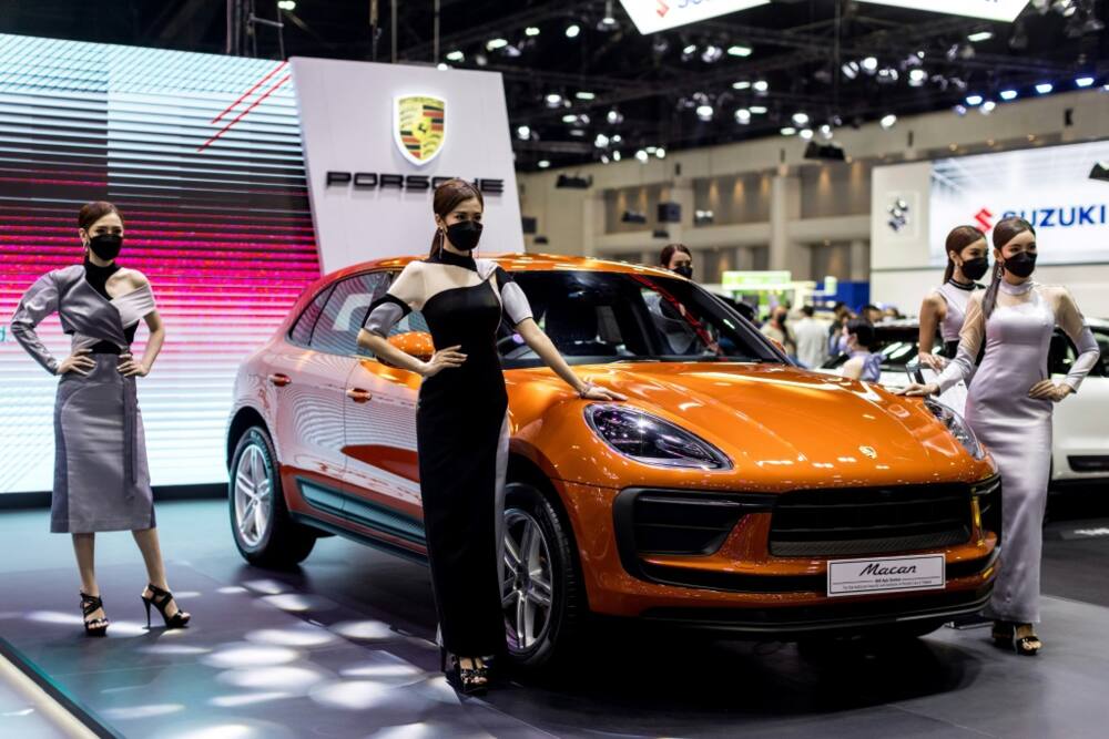 The mega IPO comes as Porsche beefs up its electric ambitions with an electric version of the Macan, seen here at the Thailand International Motor Expo, due in 2024