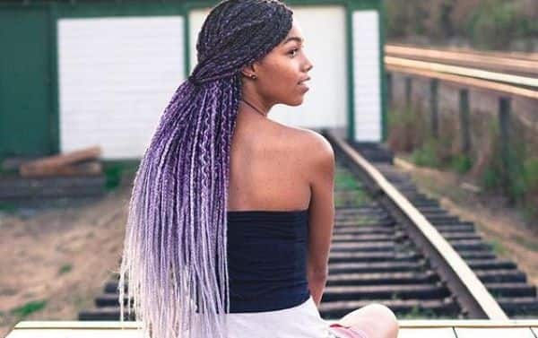 Black, purple and white braids