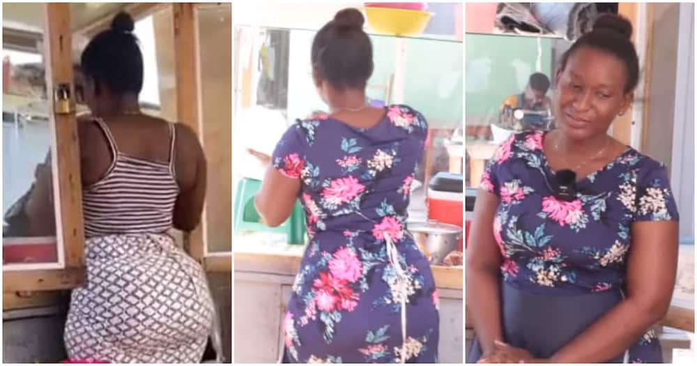 Curvy Ghanaian lady who sells street food said her beauty attracts men from far