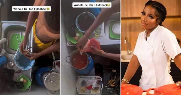 Nigerian man almost burns down kitchen attempting Hilda Baco cooking record