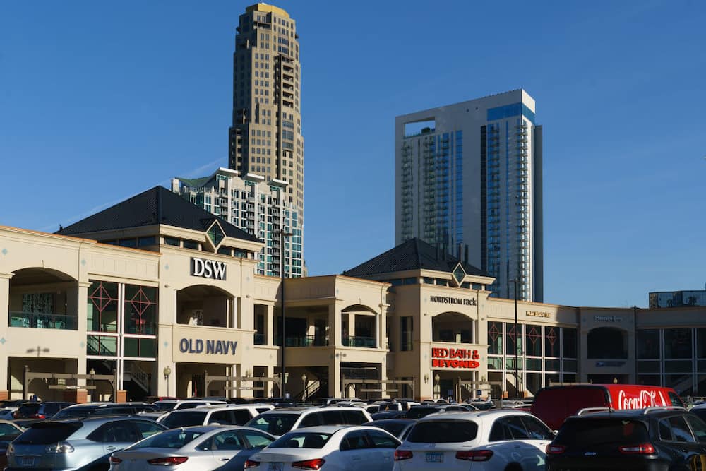 A shopping center in the Buckhead neighborhood of Atlanta, Georgia.