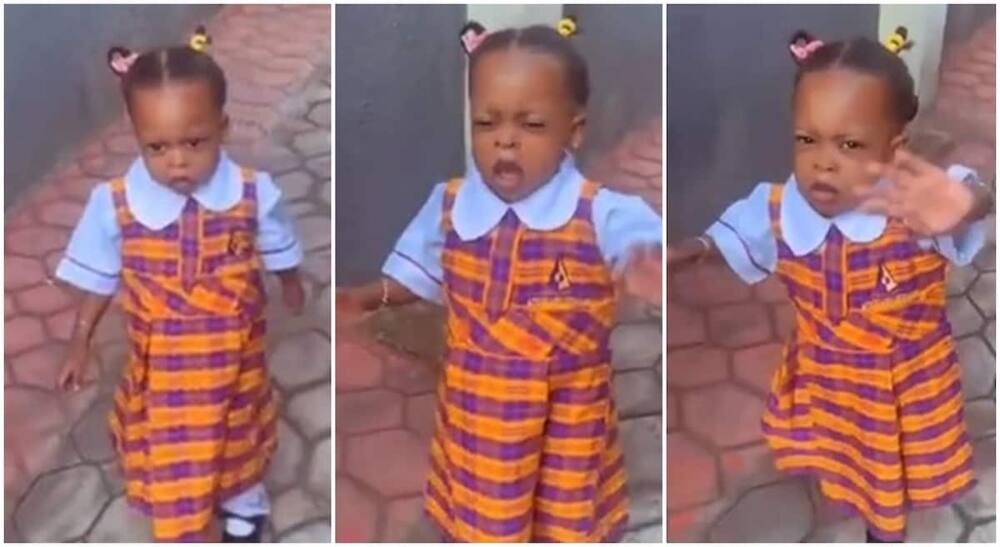 Nigerian girl goes to school for the first time, refuses to be recorded in video.