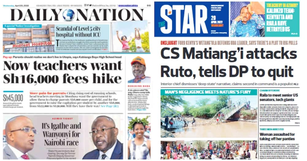 Kenyan Newspapers Review For April 20: Nakuru senator Susan Kihika dismissed claims of wrangles with Farouk Kibet.