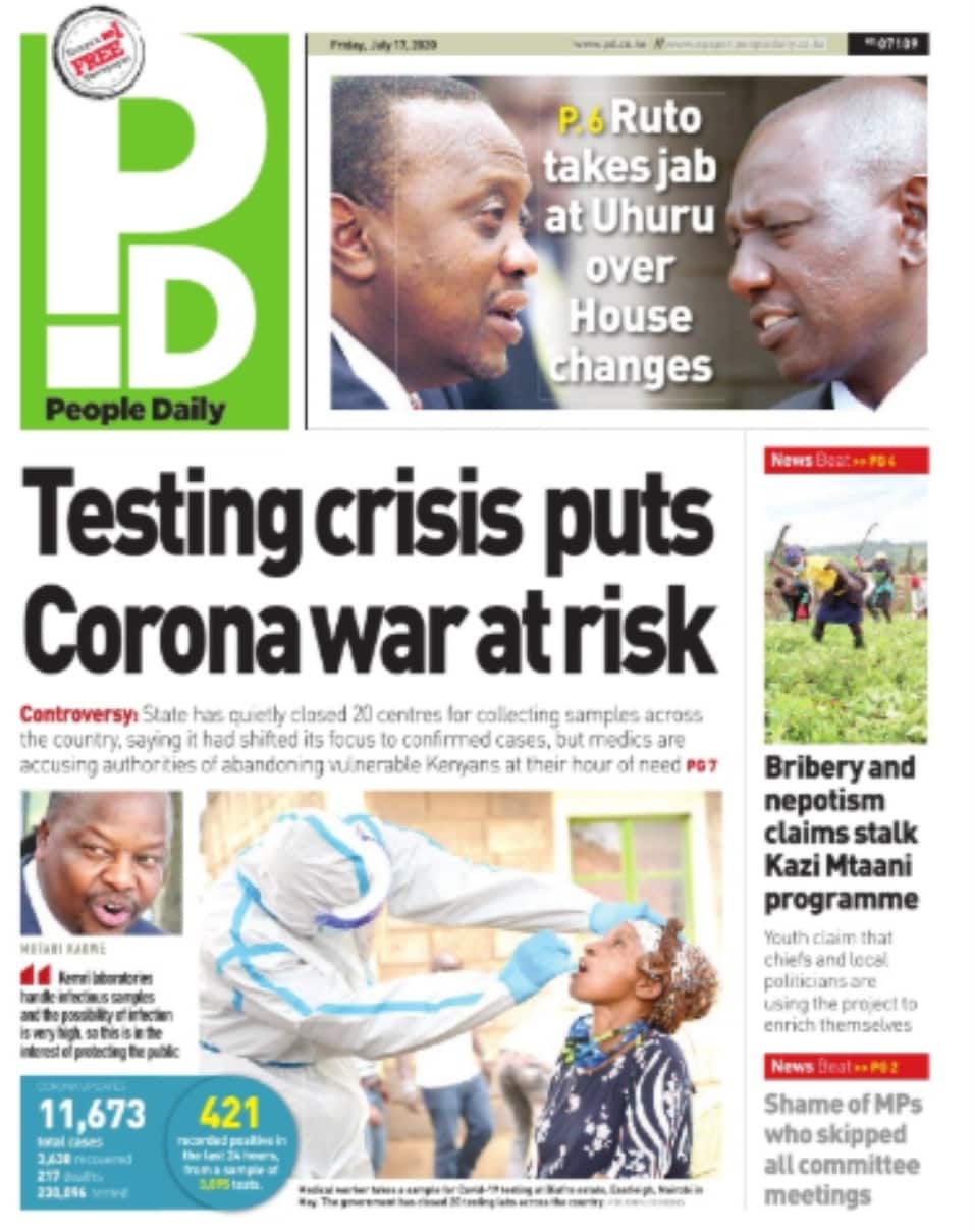 Kenyan newspapers review for July 17: Ruto crafts new strategy to beat the system