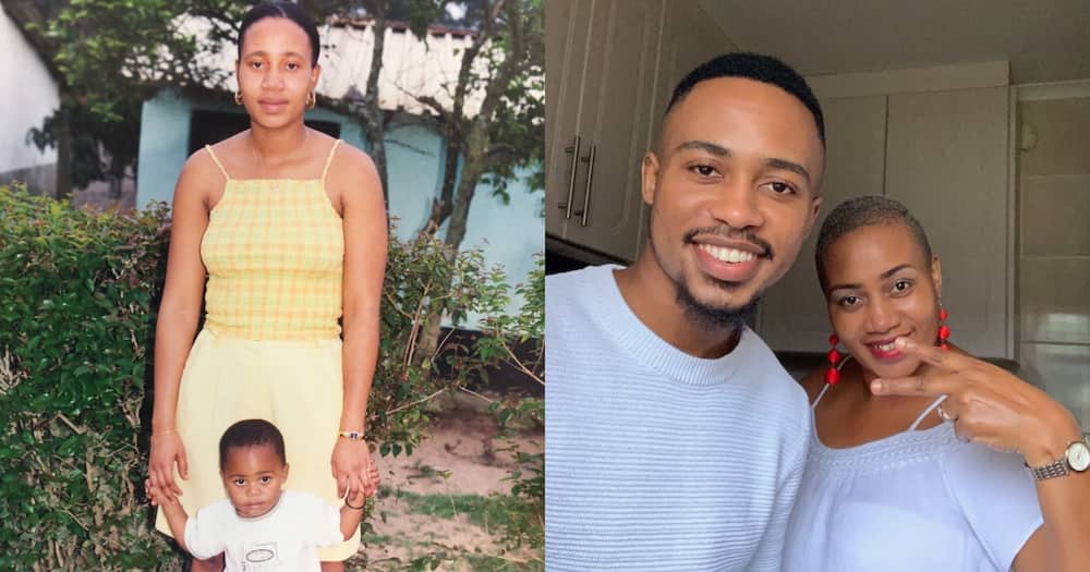 Handsome Man Posts Then and Now Pics of Him and His Mom