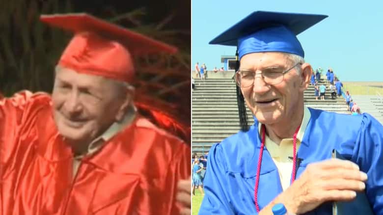 Two war veterans graduate from high school at the age of 95 and 85