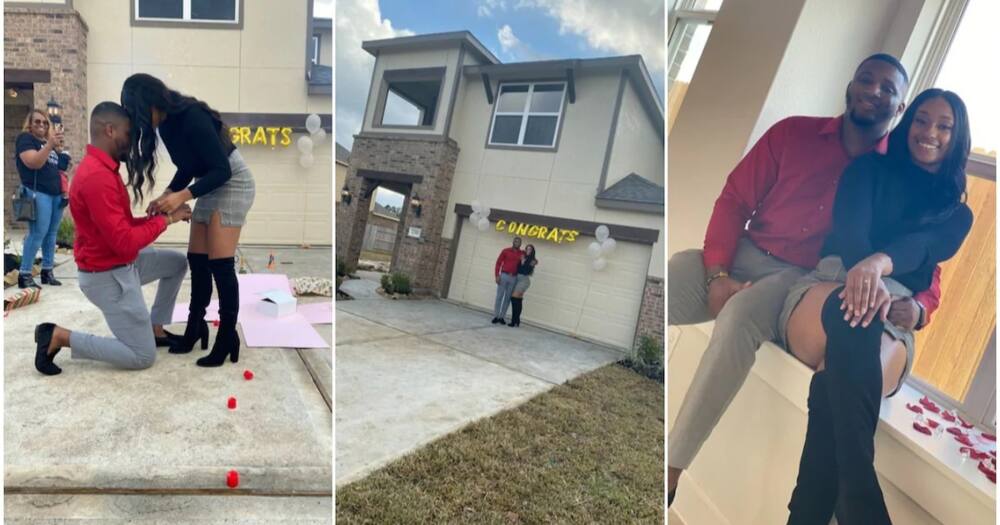 Man proposes to girlfriend in front of his new home, photos go viral