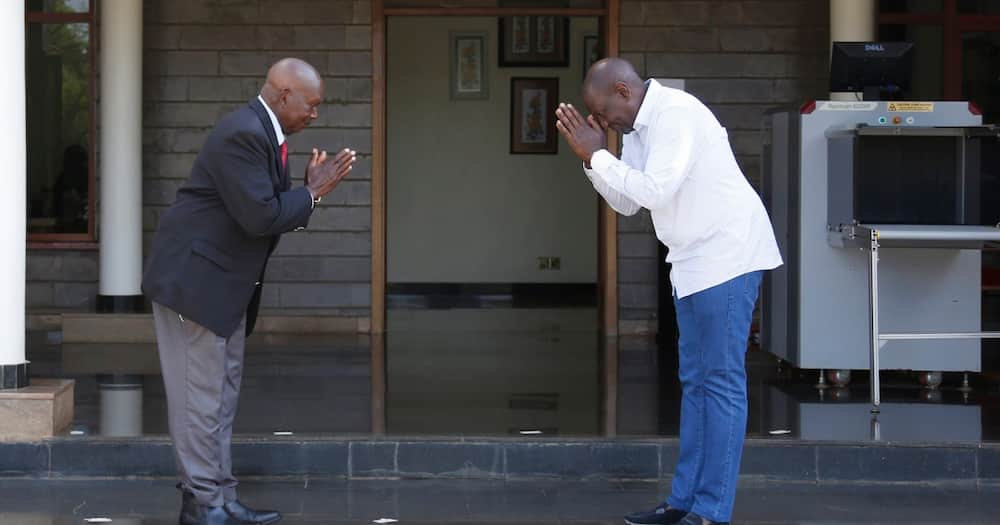 William Ruto hosts former president Daniel Moi's press secretary Lee Njiru in his Nairobi office